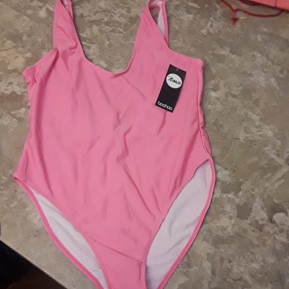 Pink one piece bathing suit